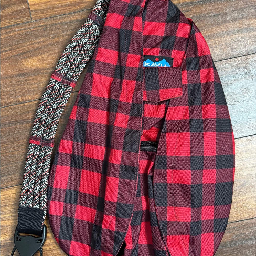 KAVU Red Plaid Sling Bag